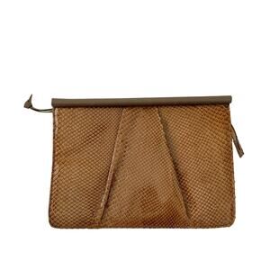 Vintage Argentinian Snakeskin Clutch Handbag Brown